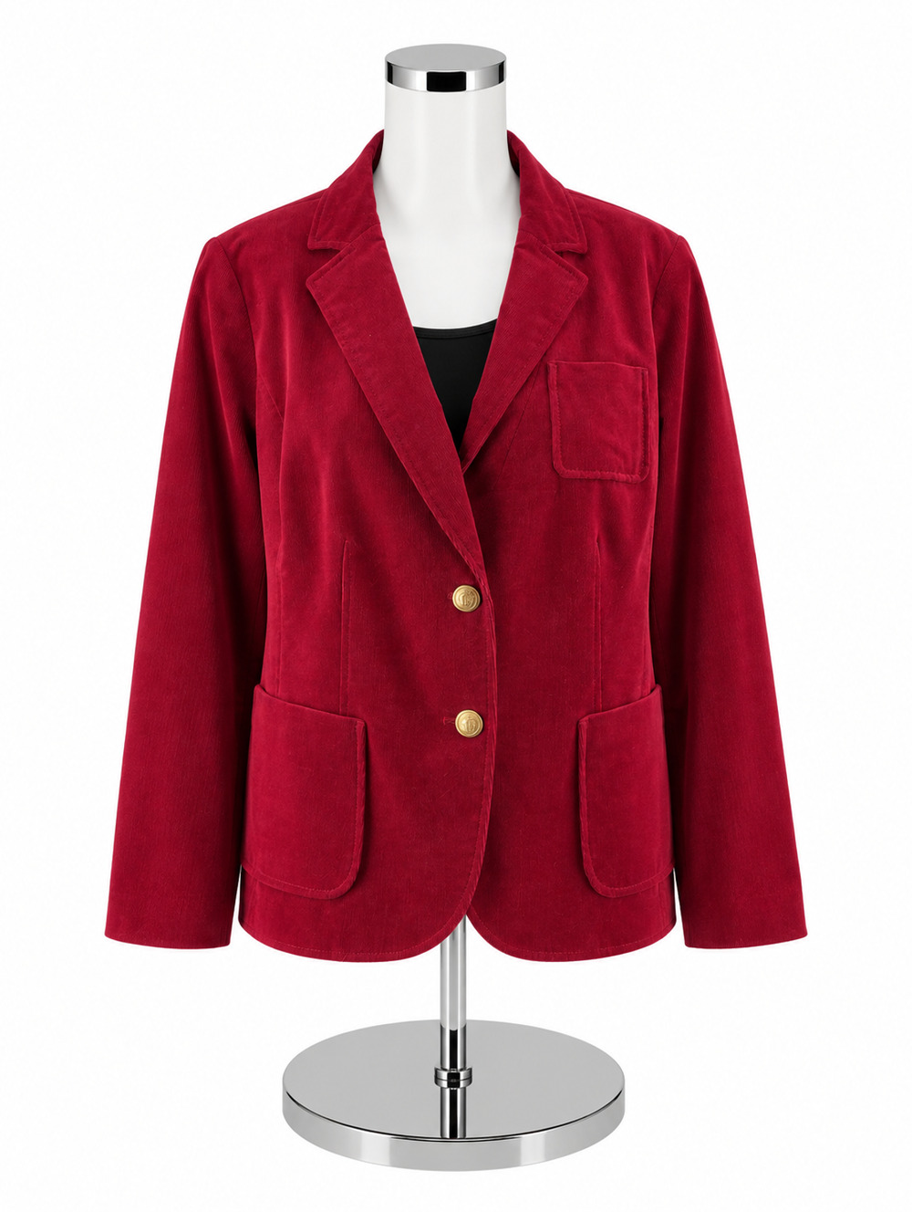 Talbots Woman Corduroy Crest Button Blazer Jacket Burgundy Red Size 14W